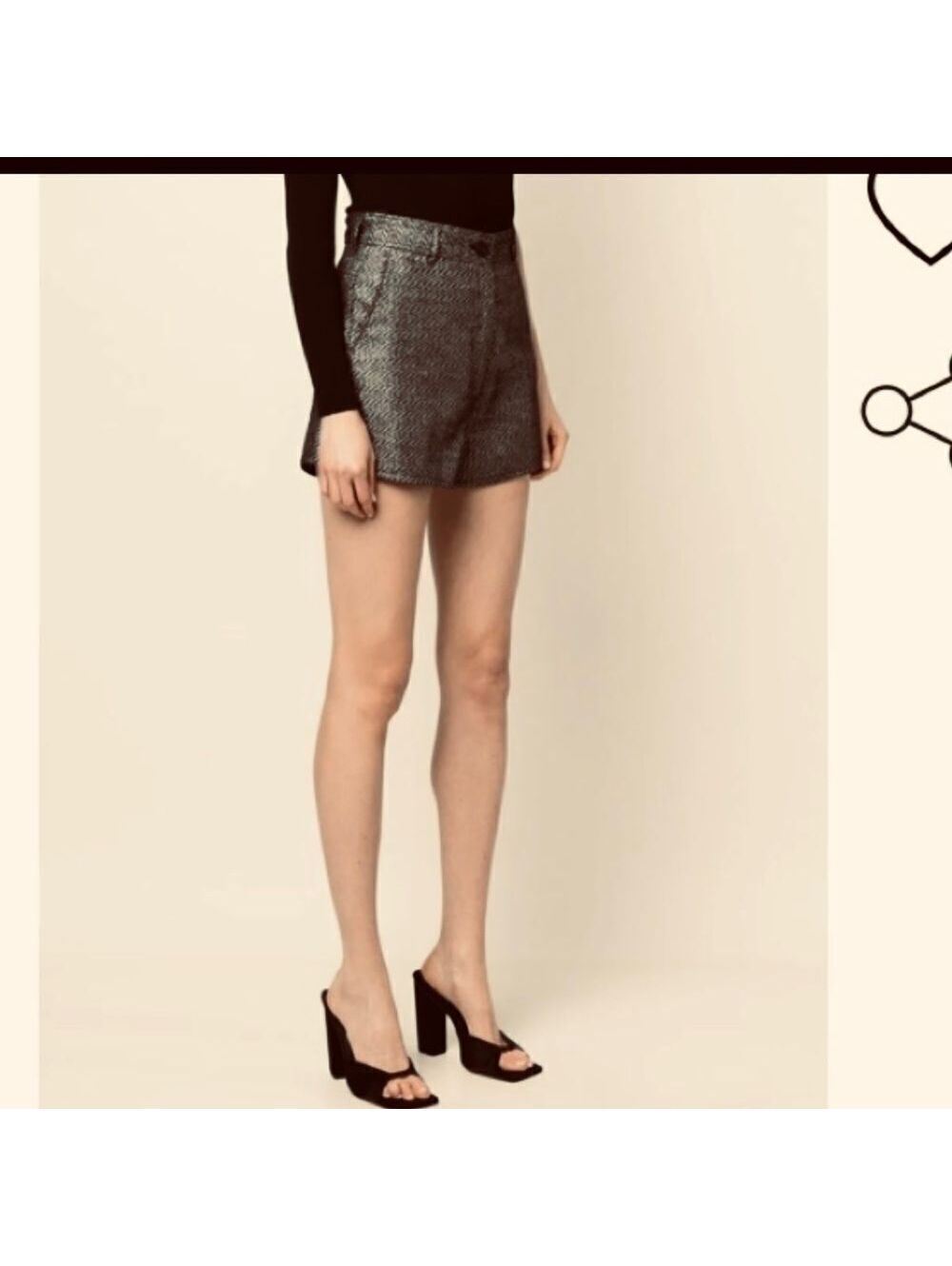 Forte Forte Gray Linen Cotton Metallic High waisted High Waist 5.5” Short 00 XS